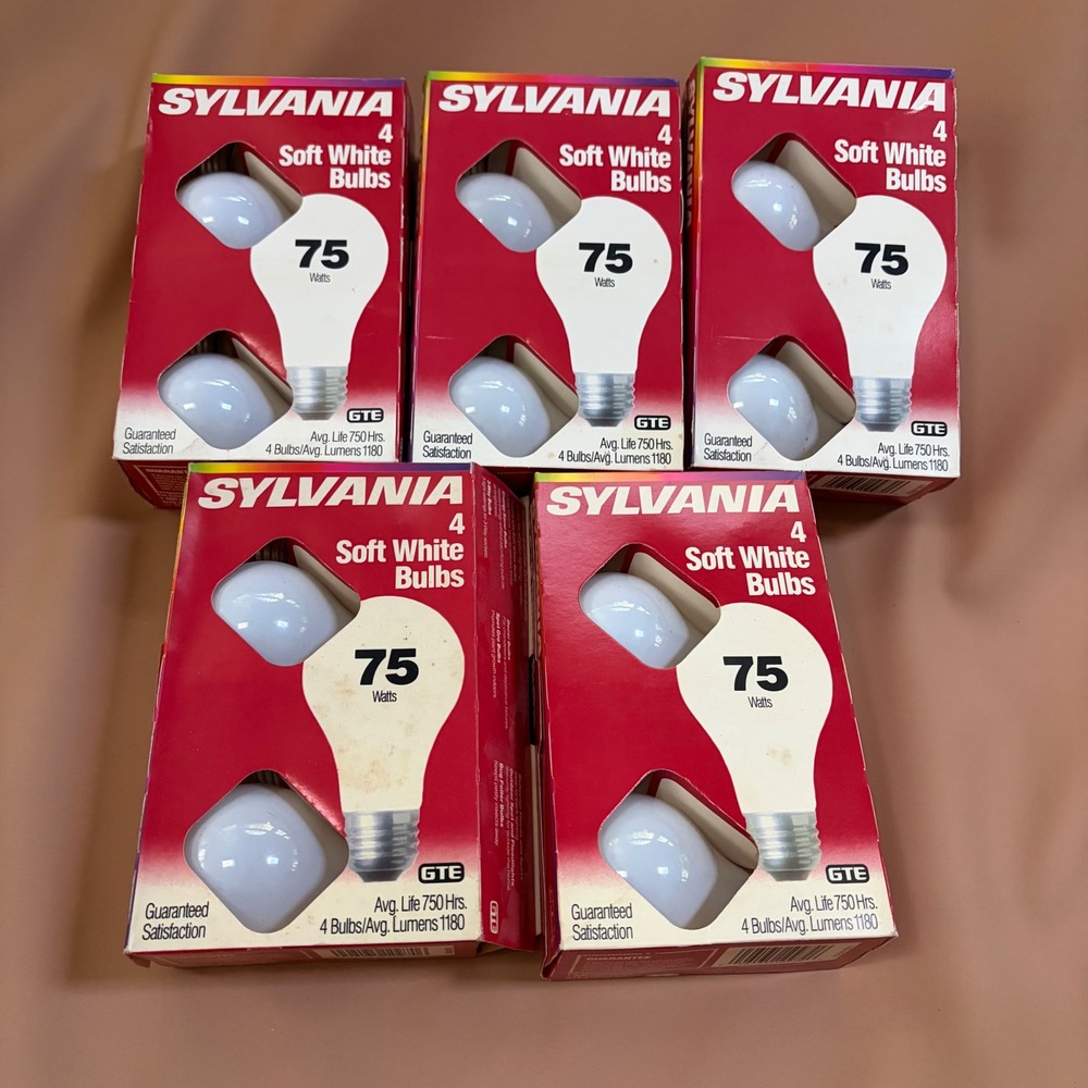 Sylvania 75 Watt Soft White Incandescent Light Bulbs 5 Packs of 4 20 Bulbs Total